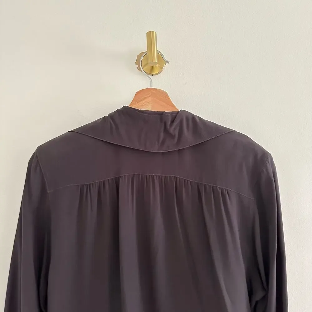 Vintage Laurèl of West Germany Silk Long Sleeve Button Up Shirt Black 36 - Picture 7 of 7